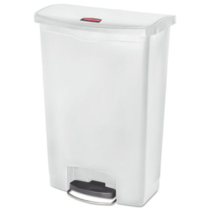 Rubbermaid Commercial Slim Jim Streamline Resin Step-On Container, Front Step Style, 24 gal, Polyethylene, White Product Image 