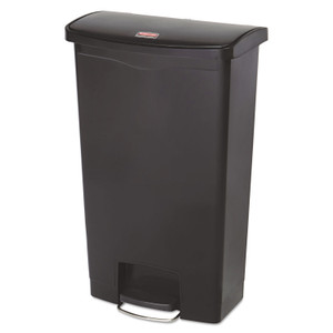 Rubbermaid Commercial Slim Jim Streamline Resin Step-On Container, Front Step Style, 18 gal, Polyethylene, Black Product Image 