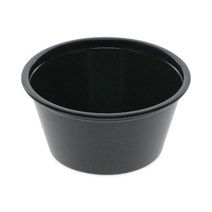 Pactiv Evergreen Plastic Portion Cup, 2 oz, Black, 200/Bag, 12 Bags/Carton Product Image 