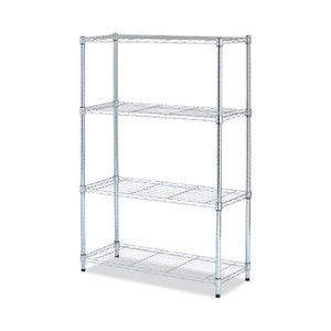 Alera Residential Wire Shelving, Four-Shelf, 36w x 14d x 54h, Silver Product Image 
