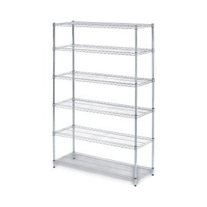Alera NSF Certified 6-Shelf Wire Shelving Kit, 48w x 18d x 72h, Silver Product Image 