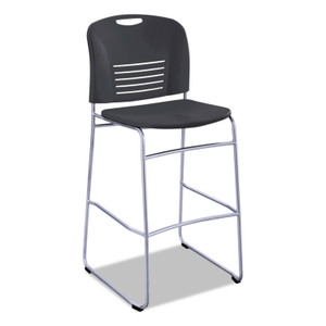 Safco Vy Sled Base Bistro Chair, Supports Up to 350 lb, 30.5" Seat Height, Black Seat, Black Back, Silver Base Product Image 