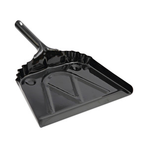 Boardwalk Metal Dust Pan, 12 x 14, 5" Handle, 20-Gauge Steel, Black Product Image 