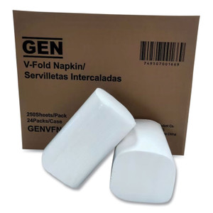 GEN Premium Interfold Pop-Up Dispenser Napkin, 6.5 x 8.3, White, 250/Pack, 24 Packs/Carton Product Image 