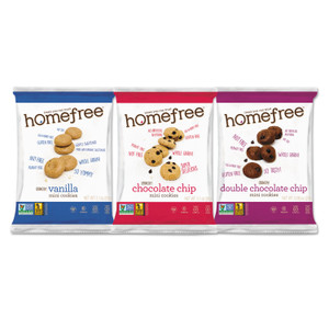 Homefree Gluten Free Mini Cookies Variety Pack, 1.1 oz/0.95 oz/1.1 oz Packs, 30/Carton Product Image 