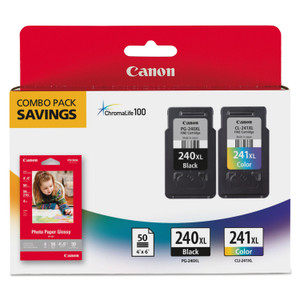 Canon 5206B005 (PG-240XL/CL-241XL) High-Yield Ink/Paper Combo, Black/Tri-Color Product Image 
