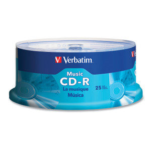 Verbatim CD-R Music Recordable Disc, 700 MB/80 min, 40x, Spindle, Silver, 25/Pack Product Image 