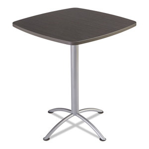Iceberg iLand Bistro-Height Table with Contoured Edges, Square, 36" x 36" x 42", Gray Walnut Top, Silver Base (ICE69754) View Product Image
