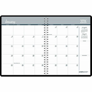 House of Doolittle Monthly Calendar Planner 2 Year Black Hard Cover 8-1/2 x 11 Inches - Julian Dates - Monthly - 24 Month - January 2026 to December 2027 - 1 Month Double Page Layout Product Image 