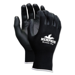 MCR Safety Economy PU Coated Work Gloves, Black, Small, Dozen Product Image 