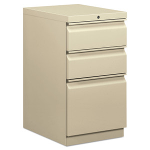 HON Mobile Pedestals, Left or Right, 3-Drawers: Box/Box/File, Legal/Letter, Putty, 15" x 20" x 28" Product Image 