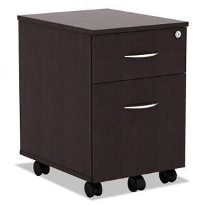 Alera Valencia Series Mobile Pedestal, Left or Right, 2-Drawers: Box/File, Legal/Letter, Espresso, 15.88" x 19.13" x 22.88" Product Image 