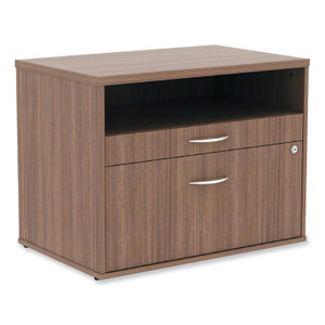 Alera Open Office Desk Series Low File Cabinet Credenza, 2-Drawer: Pencil/File, Legal/Letter, 1 Shelf,Walnut,29.5x19.13x22.88 Product Image 