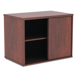 Alera Open Office Desk Series Low Storage Cabinet Credenza, Woodgrain Laminate, 29.5w x 19.13d x 22.78h, Medium Cherry Product Image 