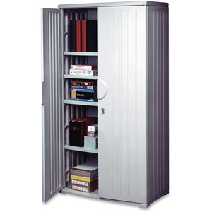 Iceberg Officeworks 4-Shelf Storage Cabinet - 36" Width x 22" Depth x 72" Height - 4 x Shelf(ves) - 125 lb Load Capacity - Key Lock, Scratch Resistant, Dent Proof, Chemical Resistant - Platinum Product Image 