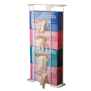 Unimed Wire Wall-Mount Glove Box Holder, 4-Box, Horizontal, Stainless Steel, White, 11 x 4 x 22 Product Image 