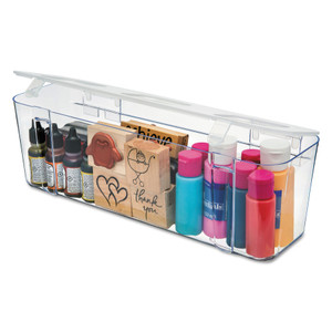 deflecto Stackable Caddy Organizer, Large, Plastic, 13.24 x 4 x 4.38, White Product Image 