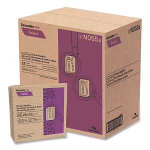 Cascades PRO Select Dinner Napkins, 1-Ply, 16 x 15.5, Natural, 250/Pack, 12 Packs/Carton Product Image 