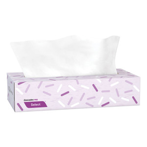 Cascades PRO Select Flat Box Facial Tissue, 2-Ply, White, 100 Sheets/Box, 30 Boxes/Carton Product Image 