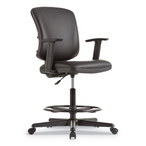 Alera Everyday Task Stool, Bonded Leather Seat/Back, Supports Up to 275 lb, 20.9" to 29.6" Seat Height, Black Product Image 