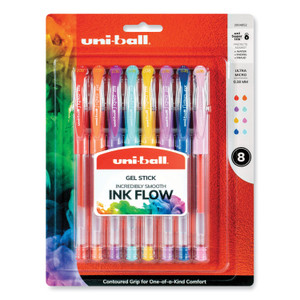 uniball Gel Pen, Stick, Ultra-Fine 0.38 mm, Assorted Ink and Barrel Colors, 8/Pack Product Image 