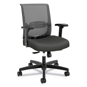 HON Convergence Mid-Back Task Chair, Synchro-Tilt and Seat Glide, Supports Up to 275 lb, Iron Ore Seat, Black Back/Base Product Image 