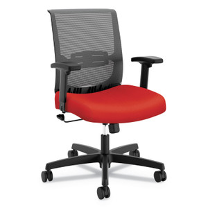 HON Convergence Mid-Back Task Chair, Swivel-Tilt, Supports Up to 275 lb, 16.5" to 21" Seat Height, Red Seat, Black Back/Base Product Image 