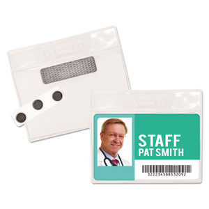 Advantus Magnetic-Style Name Badge Kits, Horizontal, Clear 4.5" x 3.25" Holder, 4.13" x 3" Insert, 20/Pack Product Image 