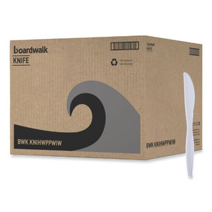 Boardwalk Heavyweight Wrapped Polypropylene Cutlery, Knife, Plastic, White, 1,000/Carton Product Image 