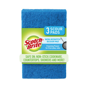 Scotch-Brite Non-Scratch Scour Pads, Size 3 x 6, Blue, 10/Carton Product Image 