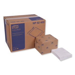 Tork Advanced Dinner Napkins, 2-Ply, 15" x 16.25", White, 375/Pack, 8 Packs/Carton Product Image 