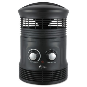 Alera 360 Deg Circular Fan Forced Heater, 750 W, 8 x 8 x 12, Black Product Image 