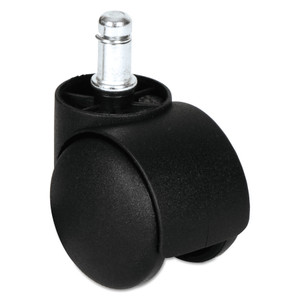 Alera Dual Wheel Hooded Casters, Grip Ring Type B Stem, 1.5" Hard Nylon Wheel, Matte Black, 5/Set Product Image 