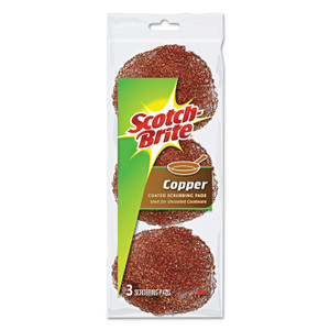 Metal Scrubbing Pads, 2.25 X 2.75, Copper, 3/pack, 8/ Packs/carton (MMM213C) Product Image 
