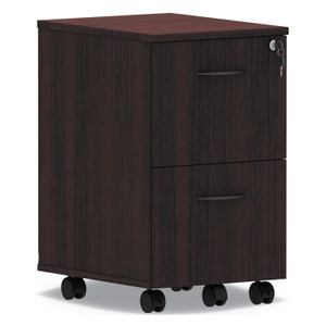Alera Valencia Series Mobile Pedestal, Left or Right, 2 Legal/Letter-Size File Drawers, Mahogany, 15.38" x 20" x 26.63" Product Image 