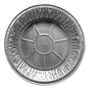 Durable Packaging Aluminum Pie Pans, Medium, 27.6 oz, 9" Diameter x 1" h, Silver, 500/Carton Product Image 