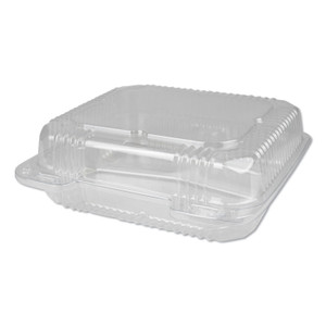 Durable Packaging Plastic Clear Hinged Containers, 3-Compartment, 5 oz/5 oz/15 oz, 8.88 x 8 x 3, Clear, 250/Carton Product Image 