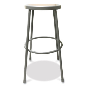 Alera Industrial Metal Shop Stool, Backless, Supports Up to 300 lb, 30" Seat Height, Brown Seat, Gray Base Product Image 