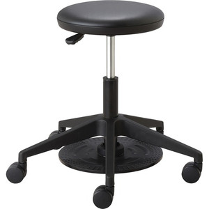 Safco Lab Stool with Foot Pedal - Vinyl Seat Material - Black, Chrome Product Image 