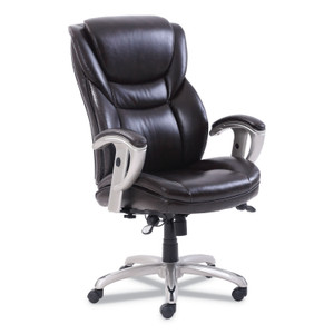 SertaPedic Emerson Executive Task Chair, Supports Up to 300 lb, 19" to 22" Seat Height, Brown Seat/Back, Silver Base Product Image 