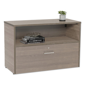 Linea Italia Urban Series Cabinet Credenza Pedestal with Lateral File, 35.25w x 15.25d x 23.75h, Natural Walnut Product Image 