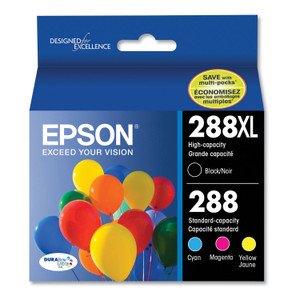 Epson T288XL-BCS (288XL) DURABrite Ultra High-Yield Ink, 500/450 Page-Yield, Black/Cyan/Magenta/Yellow Product Image 