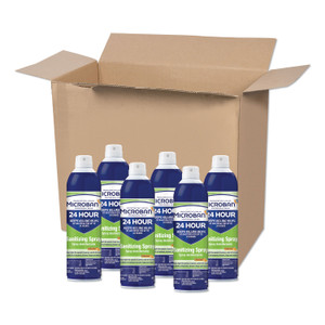 Microban 24-Hour Disinfectant Sanitizing Spray, Citrus, 15 oz Aerosol Spray, 6/Carton Product Image 