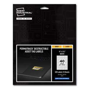 Avery PermaTrack Destructible Asset Tag Labels, 3/4" x 1-1/2" , 320 Asset Tags - Waterproof - (AVE60529) Product Image 