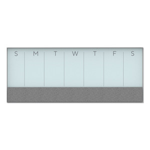 U Brands 3N1 Magnetic Glass Dry Erase Combo Board, Weekly Planning, 36 x 25 (Actual Size: 36 x 15.25), Gray/White Surface, White Frame Product Image 