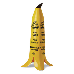 Impact Banana Wet Floor Cones, 14.25 x 14.25 x 36.75, Yellow/Brown/Black Product Image 
