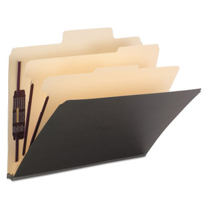 Smead SuperTab Classification Folders, Six SafeSHIELD Fasteners, 2" Expansion, 2 Dividers, Letter Size, Dark Gray, 10/Box Product Image 