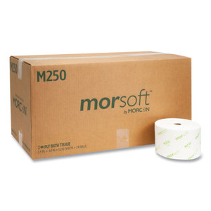 Morcon Tissue Small Core Bath Tissue, Septic Safe, 2-Ply, White, 1,250/Roll, 24 Rolls/Carton Product Image 