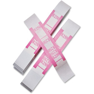 ICONEX SecurIT Currency Straps - Total $250 - Color Coded, Sturdy, Adhesive - Kraft Paper - Red Product Image 