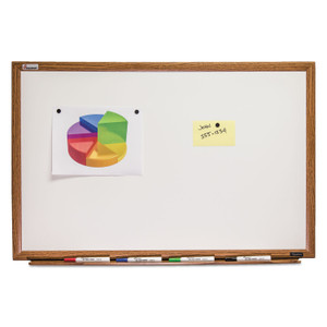 AbilityOne 7110013347082, SKILCRAFT Magnetic Porcelain Dry Erase Board, 72" x 48", White Surface, Natural Oak Frame Product Image 
